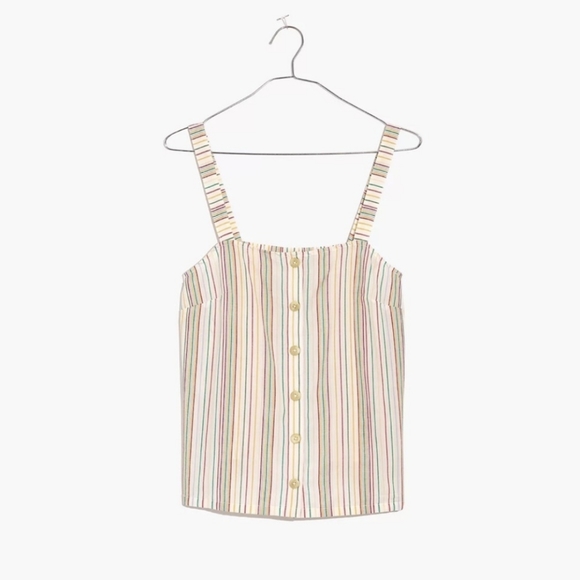 Madwell Button-Front Cami Tank in Textural Rainbow Stripe medium - Picture 4 of 10
